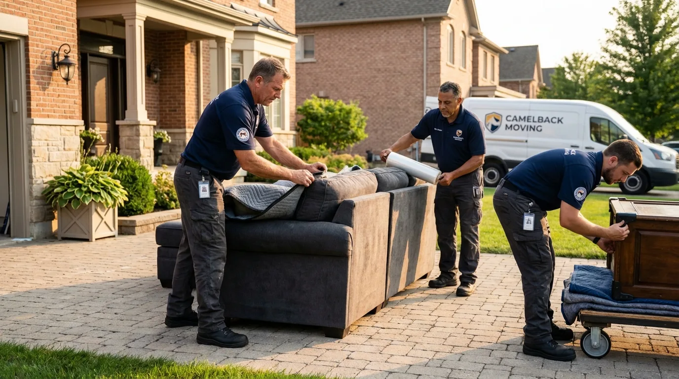 Large estate moving crew wrapping furniture in Malta, MT